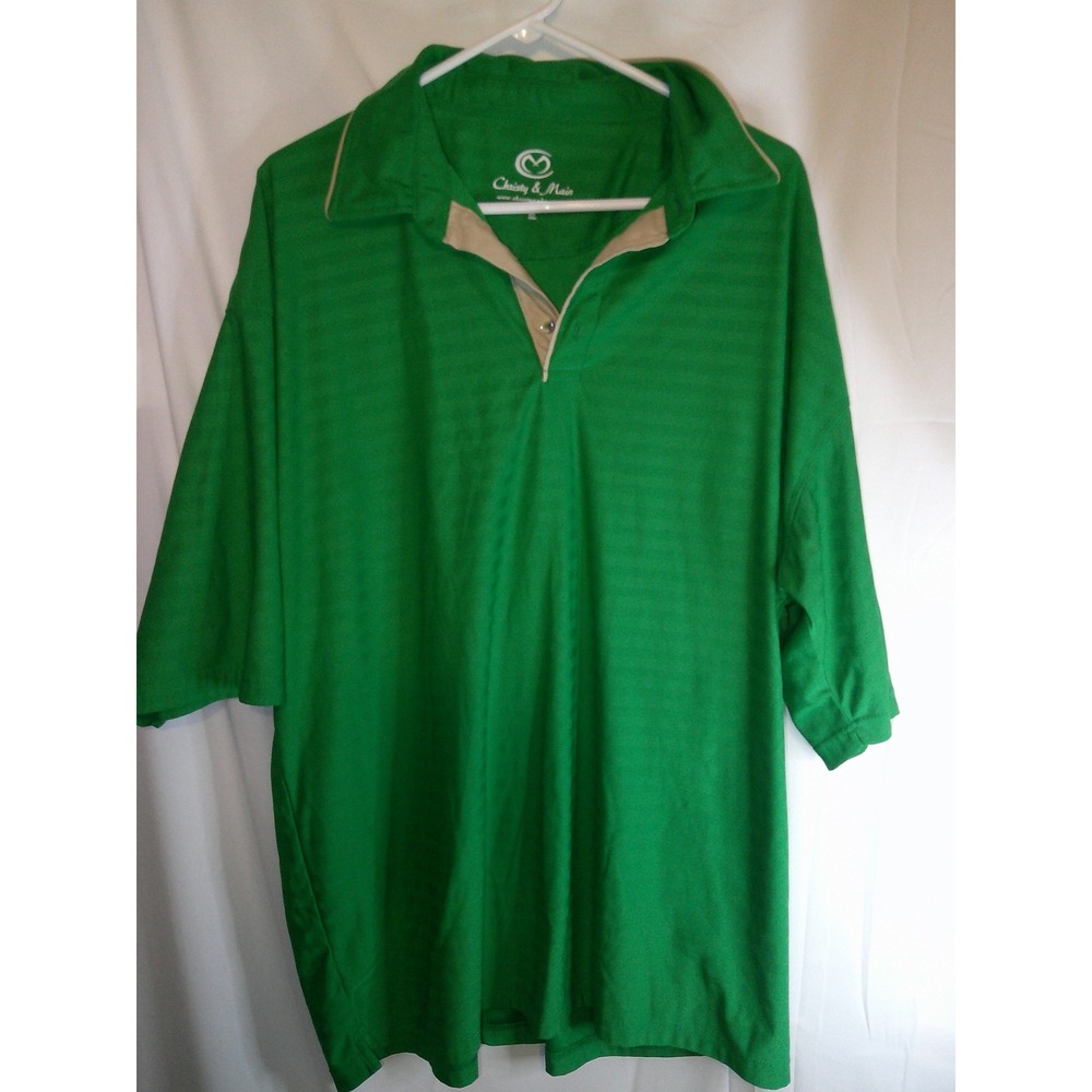Christy & Main‎ Golf Polo Shirt Striped Short Sleeve Green 3XL